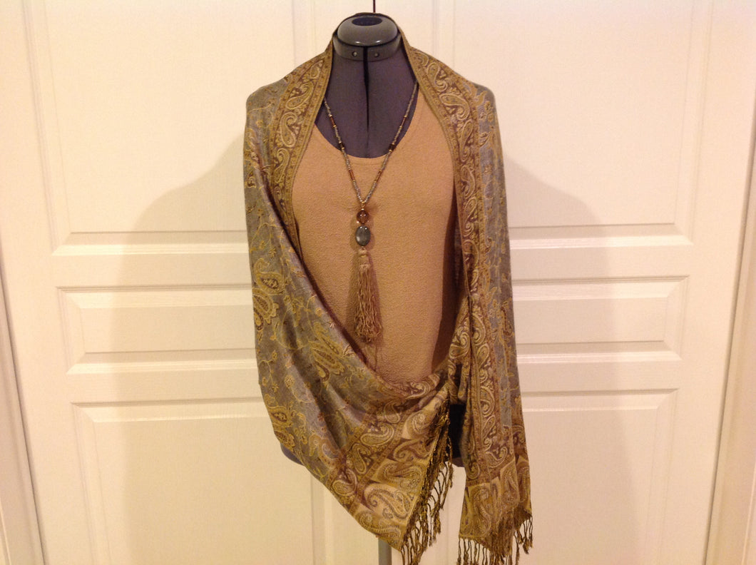 Reversible Sham Shawl. Sham Shawls are shawls with sleeves styled like a Bolero jacket.