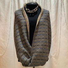 Load image into Gallery viewer, Accordion pleated reversible Sham Shawl. Sham Shawls are shawls with sleeves styled like a Bolero jacket. Created to stay on the shoulders when typical shawls fall off